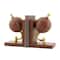 9" Brown Leather Globe Handmade Stitched Bookends Set